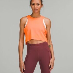 Lululemon orange soda open back cropped training tank top